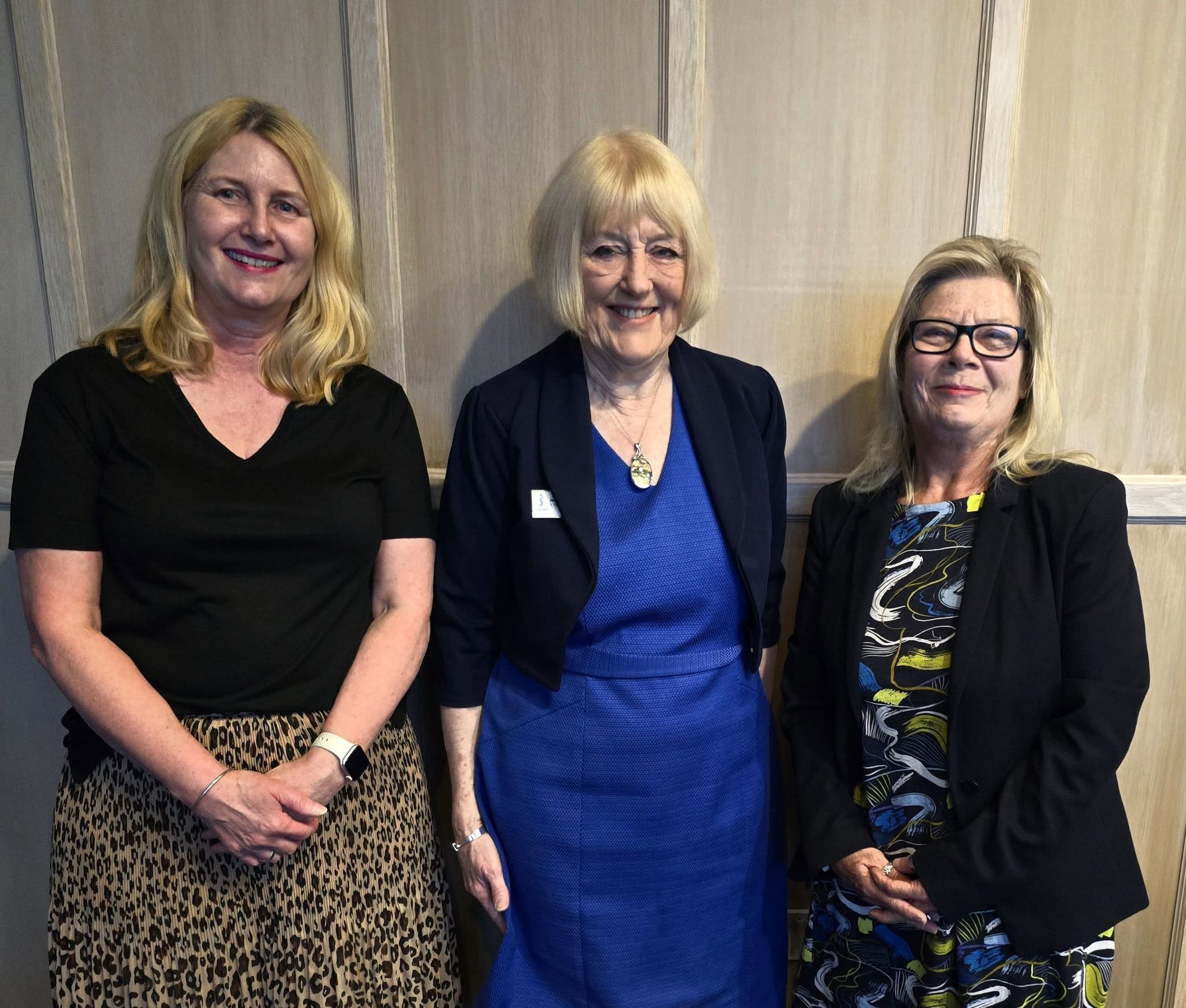 Jean, our chair, stands with 2 speakers from Fairplay.